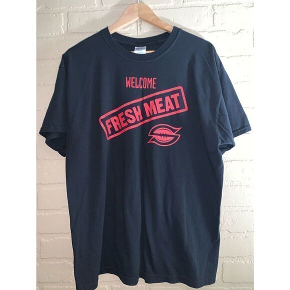 JERZEES BLACK FRESH MEAT GRAPHIC T SHIRT XL - Picture 2 of 5